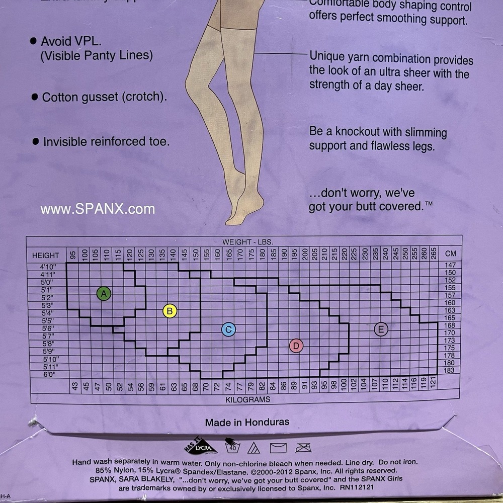 Spanx All The Way Full Length Black Hose Sara Blakely New Size C Super Control - Picture 7 of 12